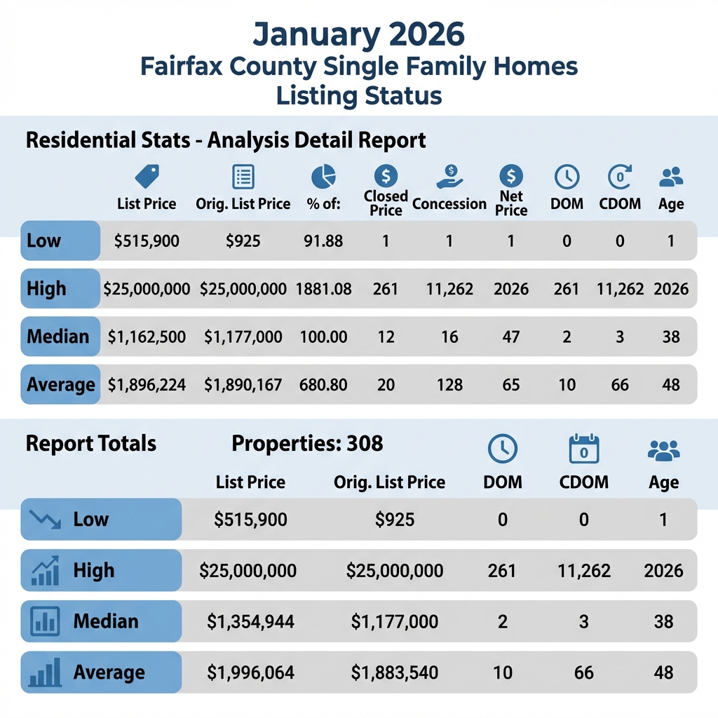 Fairfax County Single Family Home Market Update: Coming Soon and Active Listings in Early 2026